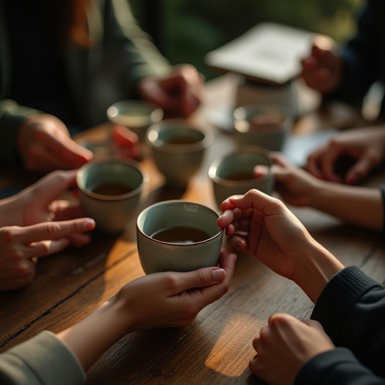 Líder compartiendo un momento de calma y té con su equipo